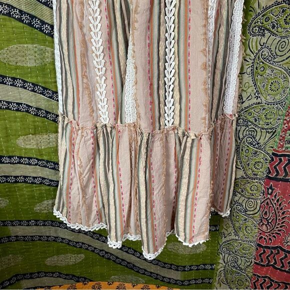 Hemant & Nandita Multicolored Cotton Pixie Fringe Midi Dress Size Medium - Picture 8 of 16